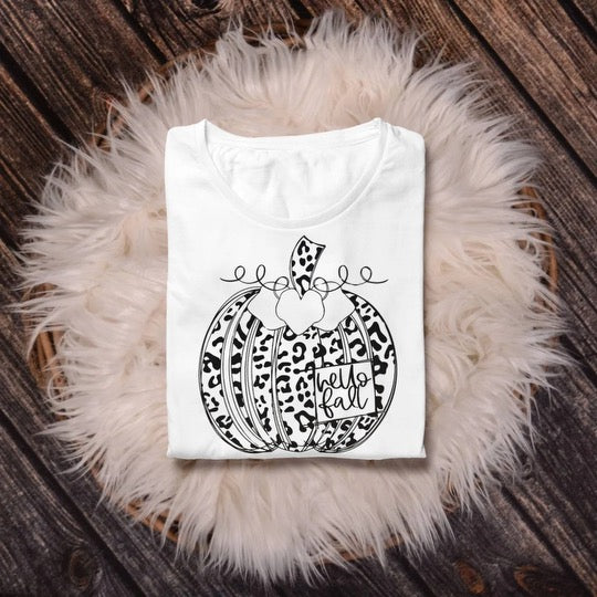 Hello Fall Leopard Pumpkin