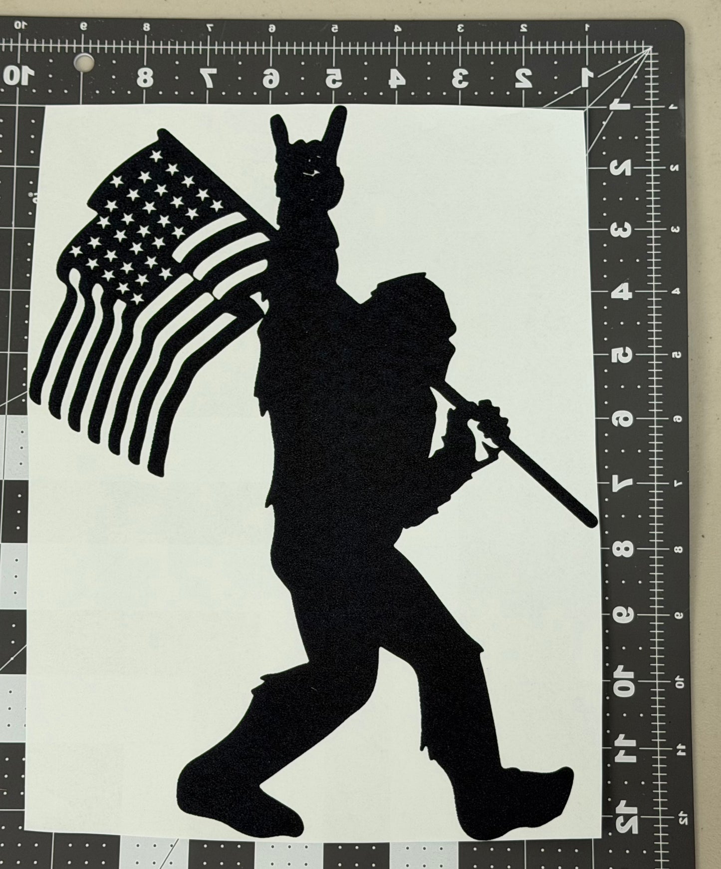 Bigfoot with a Flag