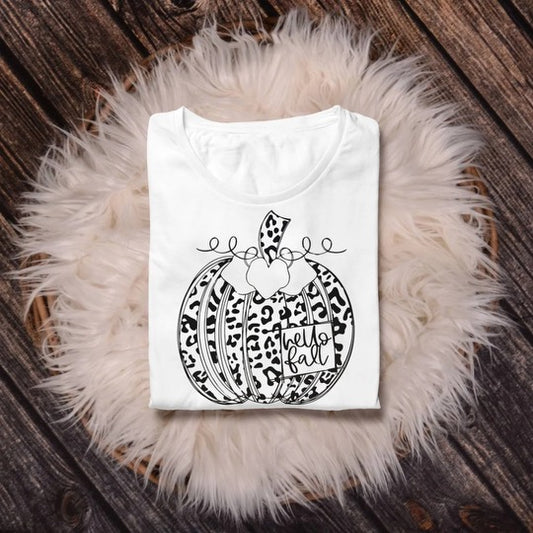 Hello Fall Leopard Pumpkin