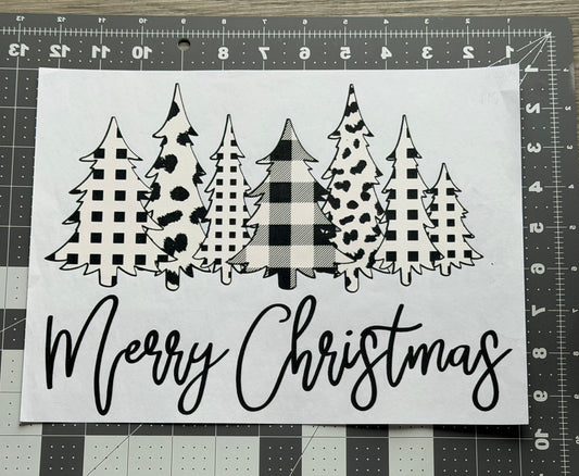 'Merry Christmas' Patterned Trees