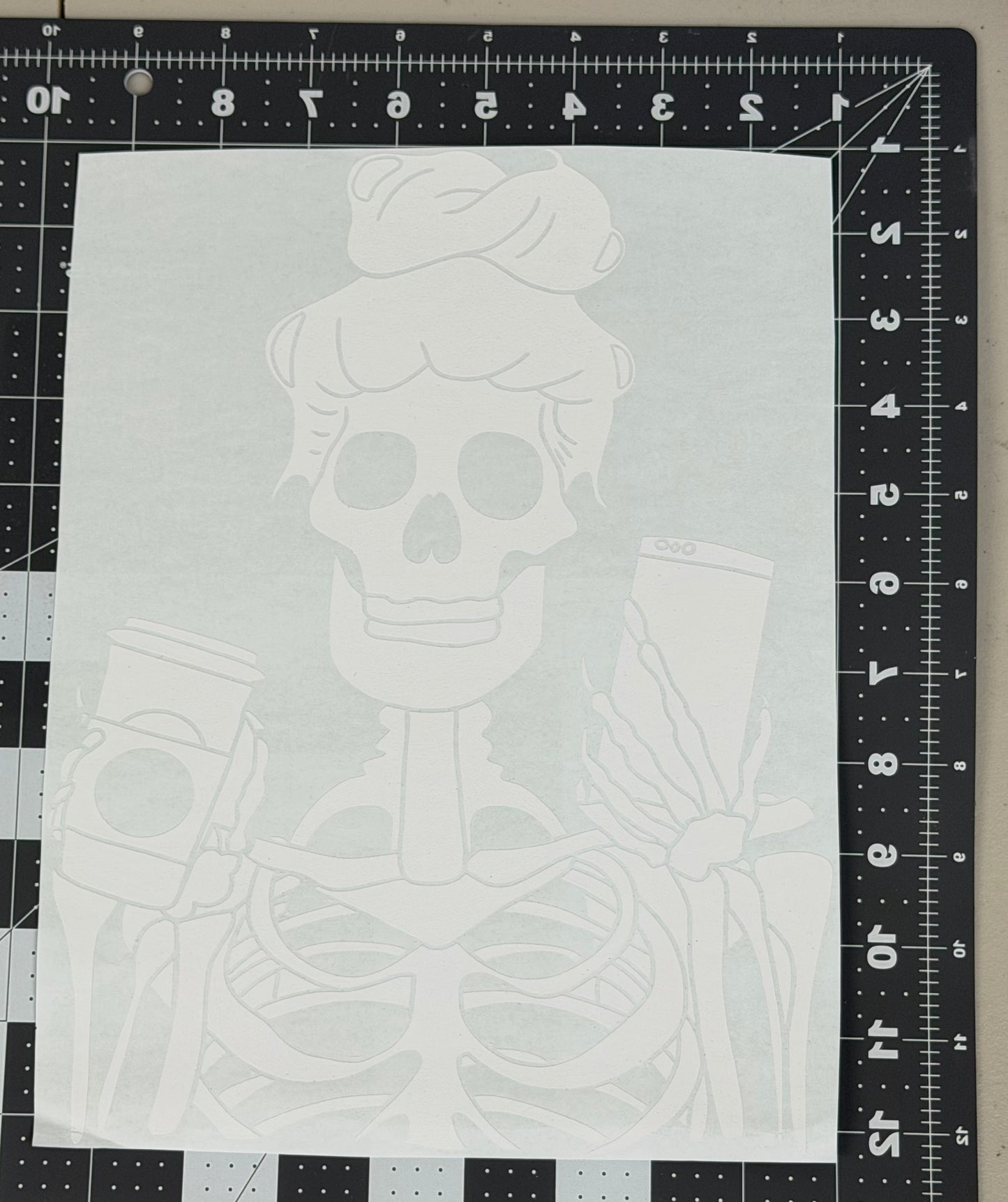 Skeleton With Coffee & Phone