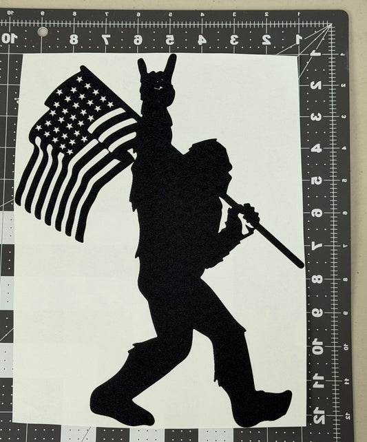 Bigfoot with a Flag